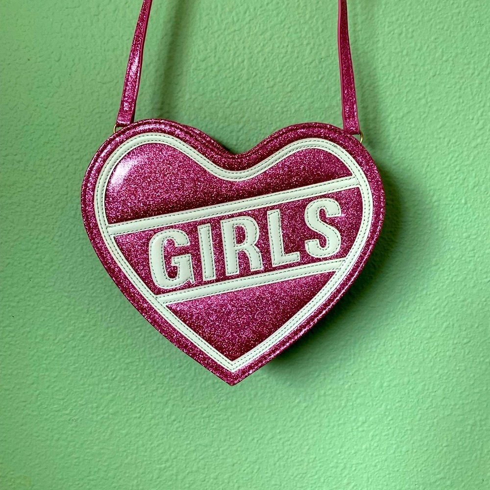 Skinny dip London heart pink glitter purse crossbody